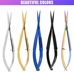 Cross Edge Spring Scissors 5 Inch straight Stainless Steel Precision Eyebrow & Eyelash Shaping & Trimming Scissor, Snips Squeeze, Embroidery, Knitting Micro Tip Craft Scissors (Black)