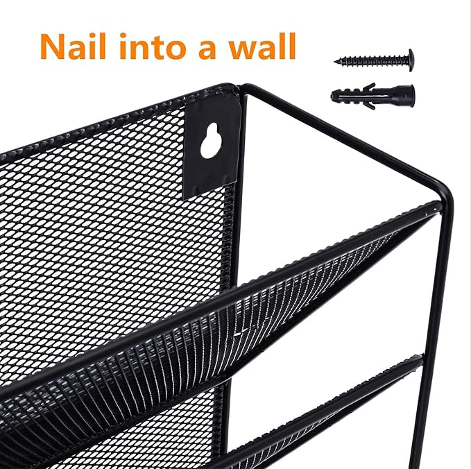 Delifox 7-Compartment Wall Mounted Hanging File Organizer Cubicle Wall File Holder Vertical Document Organizer for Office Home, Black