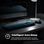 MOFII Wireless Keyboard and Mouse Combo, Full Size 2.4G Plug and Play Typewriter Retro Round Computer Keyboard and Mouse Set for Windows, Computer, Desktop, PC, Notebook - (Black Blue Gradient)