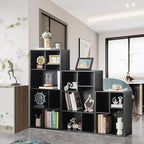 VECELO Wide Bookshelf Set, Fits 9.3" × 10-12.8" Hardcovers, Cube Storage Bookcases, Free-Standing for Living Room, Bedroom, Home Office, 2/3-Tier, 2-Pack, Black