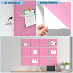 Baysola Large Cork Boards for Walls – 36" x 24" Self Adhesive Felt Wall Tiles, Ideal for Office Black Bulletin Board, Easy to Install Pin Board Photo Board