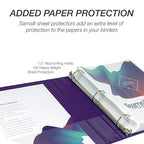Samsill 1.5 Inch 3 Ring Binder, Made in USA, Economy Round Ring, Clear View Cover, 325 Sheet Capacity - for School, Home, Office - Violet Purple