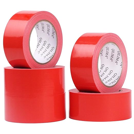 QILIMA 5-Pack Red Duct Tape, Professional Grade Duct Tape for Photographers,Industrial, Professional Use, 2 Inch X 30 Yards