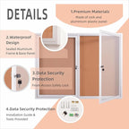 48x36 Inch Lockable Enclosed Bulletin Board, Weather-Resistant Outdoor Noticeboard with 2 Locking Doors, Wall-Mounted Silver Aluminum Frame & Cork Presentation Board