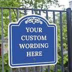 Custom Decorative Sign, Personalized Metal Sign for Business, Driveway, Home, Airbnb, Office Door Plaque, Blue Background, 24x24 Inches, ACM, Fade Resistant, Made in USA