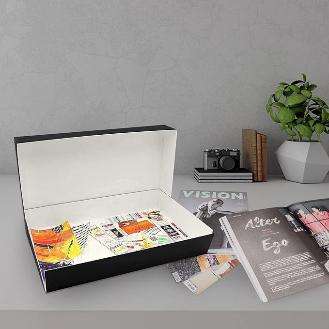 Lineco Museum Archival Storage Box, 11.75x18.25x3 in. Drop Front Design. Acid-Free with Metal Edge. Organize Photos, Pictures, Prints, Documents, Crafts, DIY. Black, 1 Pack