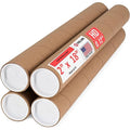 Paclord 2" x 18" Heavy-Duty Reinforced Cardboard Mailing Tube, Pack of 4 Tubes with 8 Caps – Secure USPS Approved – Great for Shipping and Storing of Prints, Artwork, Posters or Documents