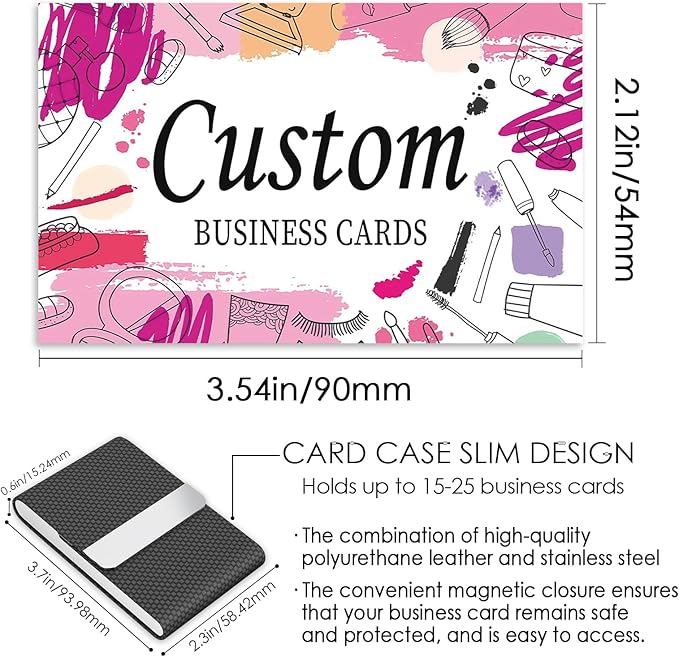 Custom Business Cards - Customizable Logo/Text/QR Code, 300gsm Matte Paper Front & Back Sides Printed, for Beauty Store, Nail Salon, Barber Store