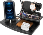 Gifts for Men, Fathers Day Wood Phone Docking Station for Dad, Desk or Nightstand Organizer, Mens Gifts for Husband, Birthday Gifts for Men,Gifts for Fathers Day, Key Holder Wallet, Watch & Essentials