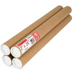 Paclord 2" x 24" Heavy-Duty Reinforced Cardboard Mailing Tube, Pack of 4 Tubes with 8 Caps – Secure USPS Approved – Great for Shipping and Storing of Prints, Artwork, Posters or Documents