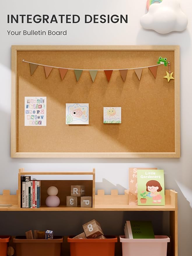 Fluxynara Cork Board Alternative, Felt Bulletin Board 36" x 24" Mustard Yellow Frame with 24 Adhesive Tabs, Pin Board for Home Office, Classroom, Entryway, Kitchen Wall Decor—Sunset Yellow