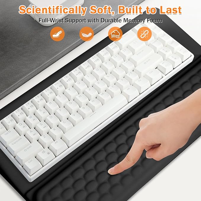 Ergonomic Keyboard Riser Holder Lifter Tray Computer Wrist Support Pad, Wrist Rest with Keyboard Stand with Wrist Pad,Soft Memory Foam Desk Cushion,Palm Hand Typing for Office Home School