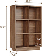 ChooChoo 3-Tier Bookshelf, 6 Cube Storage Organizer, Wooden Bookcase with Storage, Cube Storage Bookshelf for Bedroom and Home Office, Brown Walnut