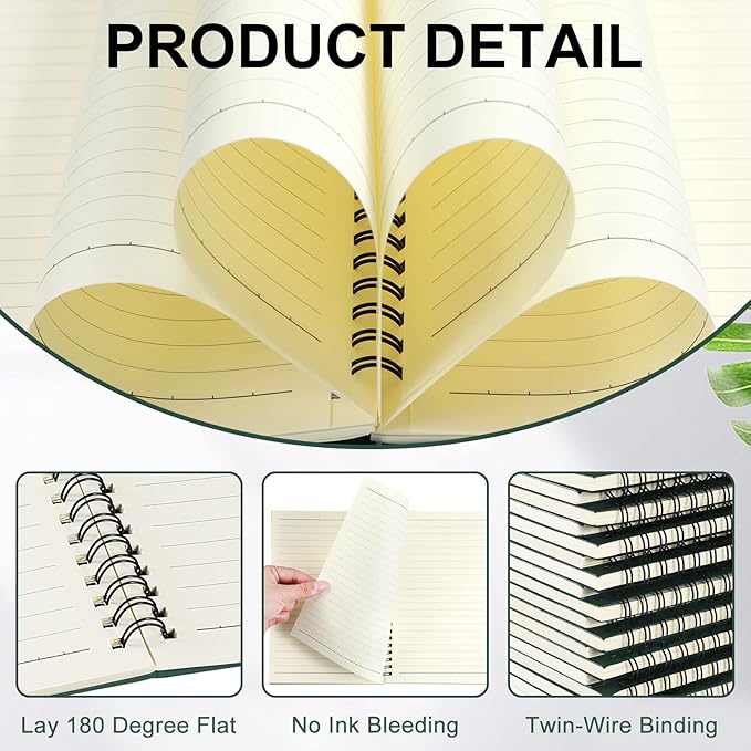 Yahenda Spiral Notebook Bulk A5 Journal Lined 8.3'' x 5.5'' Writing Composition Paper Small Notepad Subject Notebook for Students Office Business Back to School Supplies(Deep Green,18 Pcs)