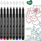 huesamhi 005 Micro Pen,8 Colors Waterproof Ink,FineLiner Pens for Art Illustration,Sketching, Anime, Bullet journal,and Technical Drawing