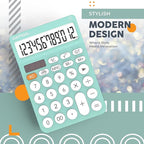 CATIGA 12 Digit Desktop Calculator Basic Desk Calculator with Large LCD Display, Big Buttons, 4 Function, Solar and Battery Dual Power, for Office, School, Home, SD-1292 Fresh Blue