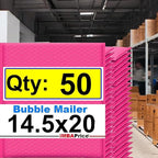iMBAPrice 14.25x20 Inch Hot Pink Poly Bubble Mailers #7, 50-Pack – Jumbo Self-Seal Padded Envelopes for Large Fragile Items, Waterproof Shipping Bags E-Commerce Packaging