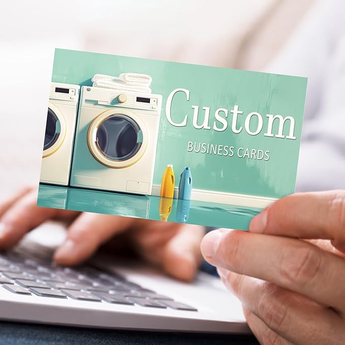 Custom Business Cards - Customizable Logo/Text/QR Code, 300gsm Matte Paper Front & Back Sides Printed, for Home Repair, Home Improvement, Laundry