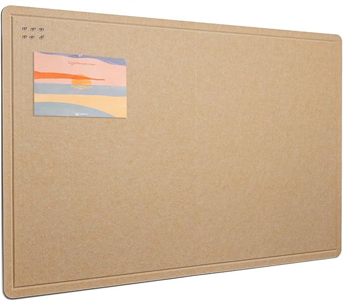 Bulletin Board, 36 x 24 inches Felt Board - Decorative Pin Board, Cork Board Alternative for Wall, 3' x 2' Foldable Picture Board Self-Adhesive Vision Board with 20 Pushpins - Desert Brown