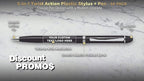 DISCOUNT PROMOS Custom Twist Action Plastic Stylus Pens, Set of 50, Personalized Bulk Pack - Pens for Work, Cool Pens for Writing, Black Ink - Black