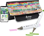 AEDAGA 280 Colors Alcohol Markers with Free App, Dual Tip Art Markers with Kickstand Case for Artists Adults,Alcohol Based Marker for Coloring Painting Sketching and Drawing, Great Gift