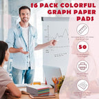 Jetec Small Graph Paper Notepad 5 x 8 Inch Mini Notebook Double Sided Memo Pads Back to School Supply Pocket Notepad Assorted Colors 50 Sheets Graph Paper Notebook(Grid(5x5),16 Pcs)