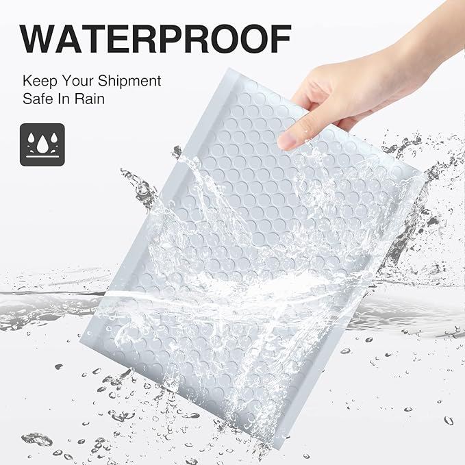 UCGOU Bubble Mailers 10.5x16 Inch White 25 Pack Poly Padded Envelopes Large #5 Mailing Packages Opaque Packaging Postal Self Seal Adhesive Waterproof Boutique Shipping Bags for Clothes
