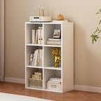 OSCHF 6-Cube Storage Shelf Bookcase - Wooden 3-Tier Floor Standing Open Bookshelf for Home and Office, Display Cabinet, Warm White