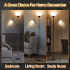 RISLG Floor Lamp, Dimmable Standing lamp, Stepless Dimming Brightness, Included 9W and 5W LED Bulbs, Industrial Floor Lamp for Living Room, Bedroom, Office, Reading