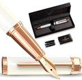 Ellington Pens Luxury Fountain Pen Set - Smooth Fine Nib - Includes 3 Ink Cartridges, Refillable Ink Converter, Gift Box - Fountain Pens For Writing, Calligraphy, Journaling, Sketching (Alpine Rose)