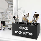 XPH Chaos Coordinator Black Pen Pencil Holder Organizer for Desk, Thank You Gifts for Women Men Coworkers Boss Leader Manager, Appreciation Gifts Wooden Box Sign for Office Tabletop Decorations