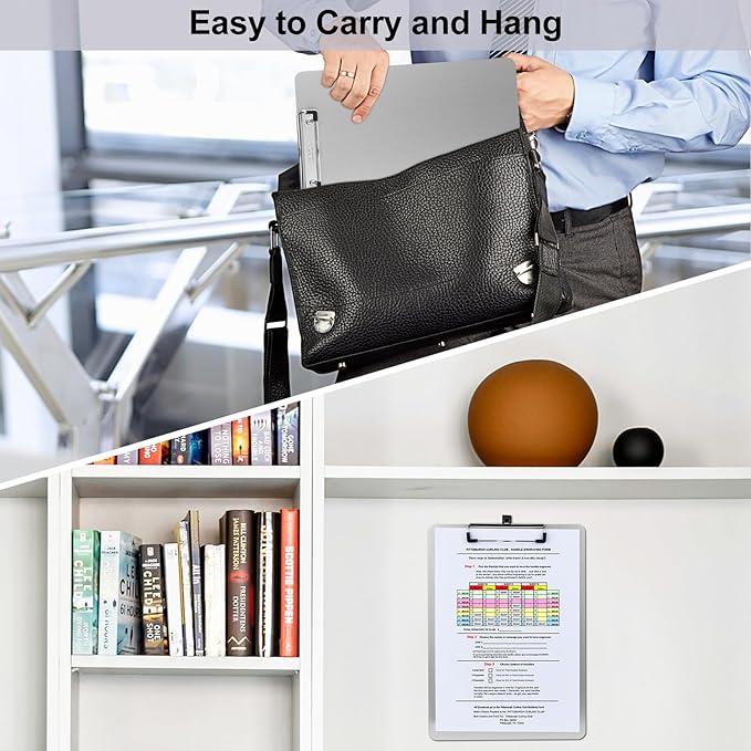 ZCZN Metal Clipboards, 6 Pack Heavy Duty Aluminum Clipboards 12 x 9 Inches, A4 Letter Sizer Document Holder with Low Profile Clip, Suitable for School, Office, Jobsite or Medical Staff, Silver