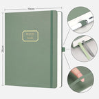 EMSHOI Meeting Notebook for Work with Action Items - 320 Pages B5 Thick Project Planner Agenda Organizer Work Notebook for Women Men Office Business, PU Leather Hardcover, 7.5" x 10", Green
