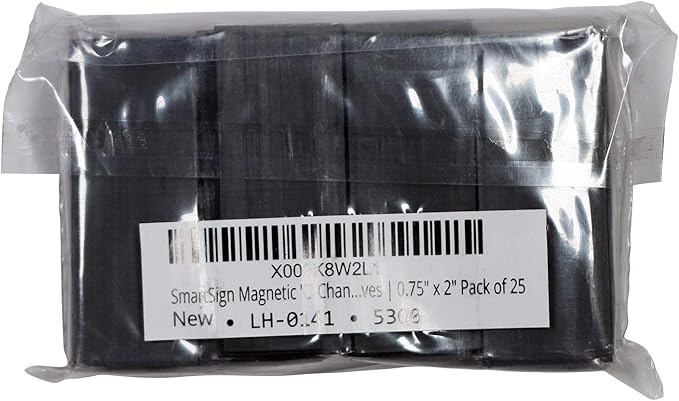 SmartSign Magnetic 'C' Channel Label Holders for Metal Racks and Shelves | 0.75" x 2" Pack of 25