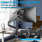 GUZHIKU Monitor Arm for 17 to 60 inch, Hold 44 lbs, Fully Adjustable Heavy Duty Desk Mount, Monitor Stand Fit 57 55 49", Ultrawide Monitors Bracket Clamp/Grommet Base VESA 75x75/100x100, Black,H9B
