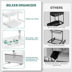 Beleeb Under Sink Organizer, Extra-Wide Upgrade, 2 Pack 2 Tier Metal Slide Out Cabinet Organizer, Height Adjustable Organization and Storage Series, Bathroom/Cabinet/Kitchen organization, White