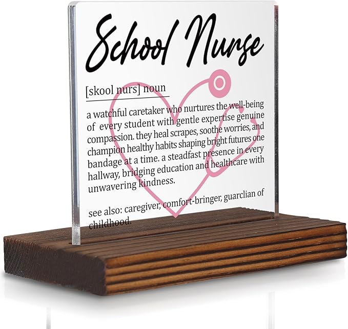 School Nurse Gifts, Thank You Appreciation Gifts for School Health Professionals Week Graduation Birthday Christmas Education Support Nurse Office Desk Decor Decorative Signs Plaque PA010
