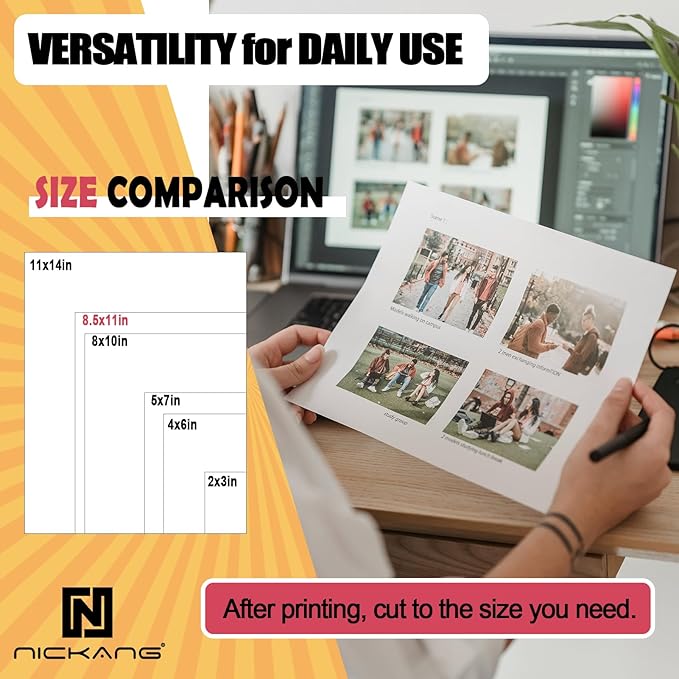NICKANG Glossy Photo Paper 8.5x11, 53 LB/200 gsm, 30 Sheets, Letter Size, Photo Paper for Inkjet Printer, Photo Printer Paper, Picture Paper