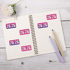 1000pcs 2026 Year Stickers, 3/4x1-1/2 Inch 26 Year Colored Self-Adhesive Stickers File Folder Labels Decals for Tab File Folders Office Supplies (Rose Red and Gradient)
