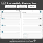 IN-LUXPRO Planner 2026 Daily Weekly and Monthly,11.5"x8.5",12 Months Spiral Bound Calendar Agenda with Self-adhesive Pen Holder,2026 Appointment Book with Vegan Leather Soft Cover,Black
