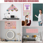 Large Cork Board Alternative 48" X 36" Bulletin Board - 12 Pack Removable Felt Wall Tiles with 30 pushpins, Large Cork Boards for Walls Cork Board for Office Pin Board Tack Board - Pink