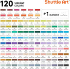 Shuttle Art 121 Colors Alcohol Markers, 120 Colors Dual Tip Art Marker Set Plus 1 Colorless Blender with Marker Case Perfect for Illustration Students Adult Coloring Sketching
