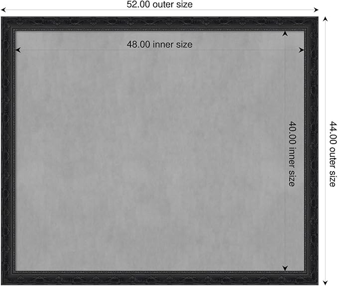 Amanti Art Black Framed Magnetic Board 44x52 Oversize Vision Board for use with Magnets, 100% Metal Sheet to Display Items as Office Decor or for Home Organization in mudroom, Kitchen or Kids Room