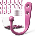 ZAYBOD 15-Pack Coat Hooks with 30 Screws | Heavy Duty Wall Mounted for Robe, Backpack & Keys | Entryway, Bathroom, Bedroom Hanging Hardware (Pastel Pink)