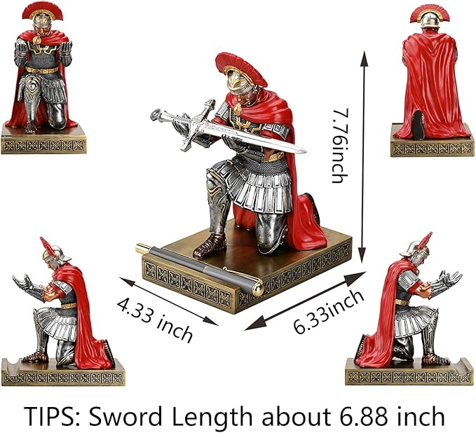 HDMbigmi Centurion Cloak Warrior Knight Pen Holder Mobile Phone Stand Desk Organizers and Accessories as Gift for Office and Home (Silver)