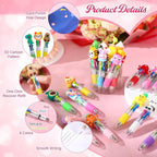 Pajean 24 Sets Valentine's Day Gifts for Classroom Exchange Cute 4-in-1 Multicolor Ballpoint Pens with Cards Valentines Party Favors School Students Prizes Bag Fillers Sweet Stationery Supplies