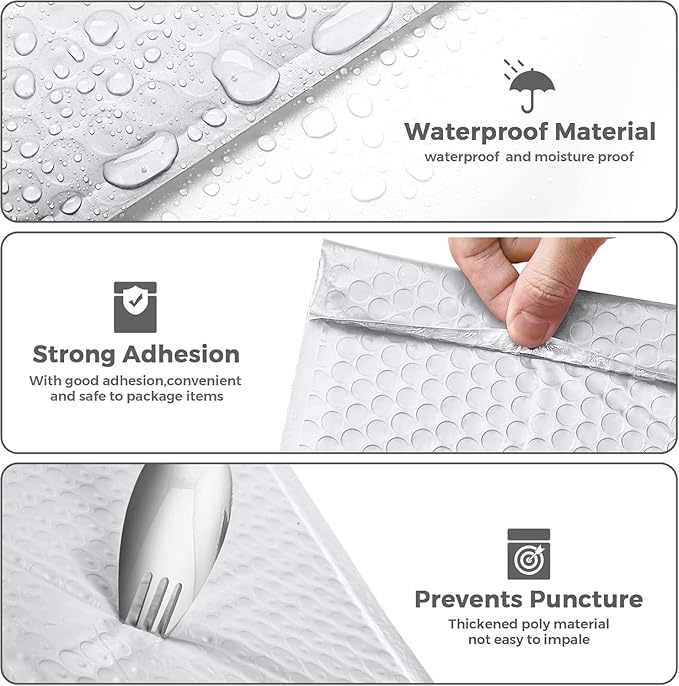 Metronic 1 Pallet Bubble Mailer 8.5x12 Inch White Total 6000 Pack Usable Size 8.5x11" Waterproof Padded Envelopes Cushioning for Shipping,Jewelry Makeup Supplies, Packaging Bulk