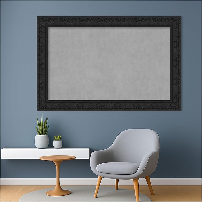 Amanti Art Black Framed Magnetic Board 31x47 Large Vision Board for use with Magnets, 100% Metal Sheet to Display Items as Office Decor or for Home Organization in mudroom, Kitchen or Kids Room