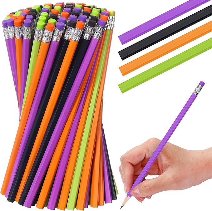 TecUnite 120 Pcs #2 HB Pencils with Eraser No 2 Unsharpened Wooden Hexagonal Pencils for Adults Gifts for School Exam art Learning Office Sketching(Orange Purple Black Green)