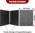 Vienrose 3 Ring Binder 1 Inch Round Rings with Linen Fabric Cover, Fits 8.5 x 11 Inch Paper, Durable Organizer for School, Office, Home, Recipes (2 Pack,Darkgrey)